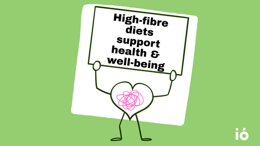 heart holding a sign about high-fibre diets support health & well-being